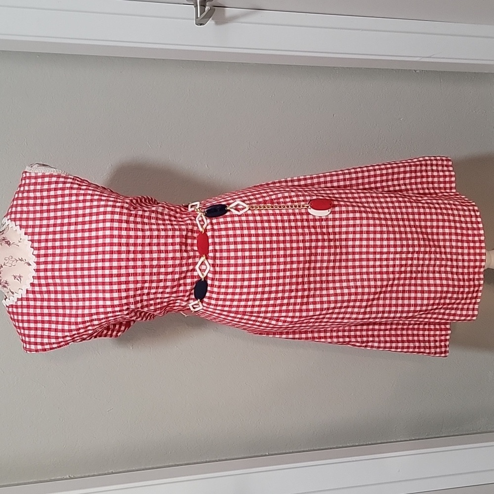 Vintage | Red and White Gingham Dress with Matching Jacket - Picture 2 of 16